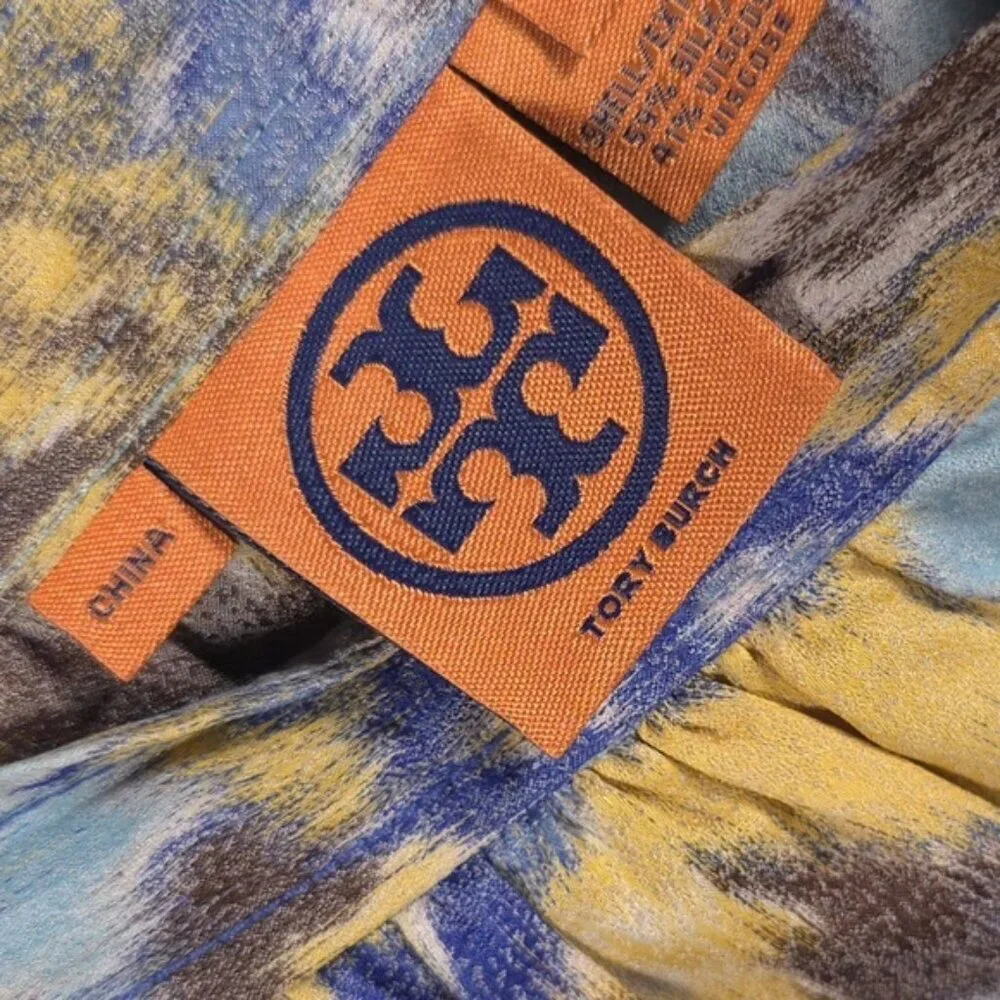 TORY BURCH‎ SILK Blend Pleated Skirt A-Line Abstract Print Size 8
